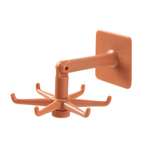 360 Degrees Rotated Wall Hooks Kitchen Utensils Storage Tools Self Adhesive Hanging 6 Head Spin Plastic Hooks