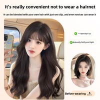 Perruque complète synthétique améliorée pour femme, fabriquée à la machine, sans filet, avec raie, style Deep Wave, tendance