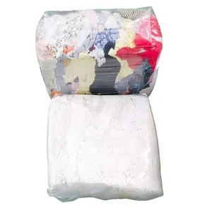 Chiffon recyclé industriel de bonne capacité d'absorption 100% coton blanc tricot essuyant les chiffons industriels de t-shirt usagés avec des chiffons blancs de 25 à 55 cm