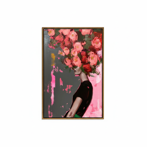 Modern Abstract Floral Woman Portrait Canvas Art Print - Elegant Home Decor,GOLD <b>FRAMED</b> CANVAS - Product Image 2