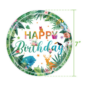 ชุดอุปกรณ์จัดงานวันเกิดธีมสัตว์สีน้ำ จานขนาด 9 นิ้ว จานขนาด 7 นิ้ว แก้ว ถ้วย ผ้าเช็ดปาก ชุดภาชนะใช้แล้วทิ้งสำหรับงานปาร์ตี้เด็ก - Product Image 2