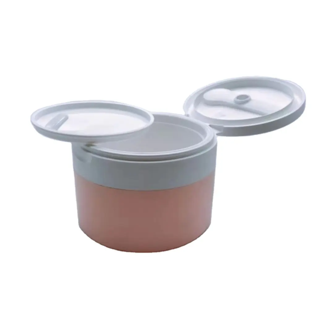 Spoon With Magnetic Round Cosmetic Cream Jar Clean And Anti-pollution Pp Plastic Bottle Double Wall Cosmetic Jar