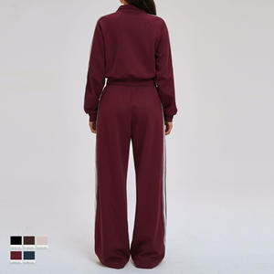 Women Casual Autumn Spring Sports Suits Stand Neck Zipper Crop Tops Jacket High Waist Pocket Pants High Quality Custom <b>Gym</b> <b>Set</b> - Product Image 4