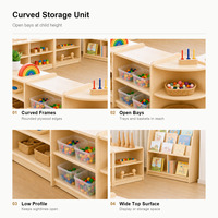 Étagère de rangement incurvée en bois pour la maternelle et présentoir à livres, mobilier de classe Montessori pour enfants, garderie et crèche