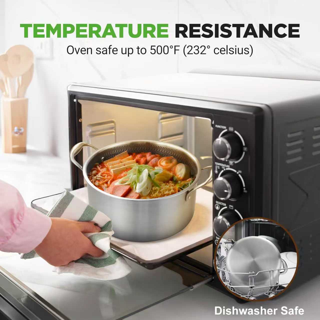 Hybrid Triply Stainless Steel Modern Kitchen Stew Pot Cooking Soup Stock Pot with Glass Lids Dishwasher Safe · image 5
