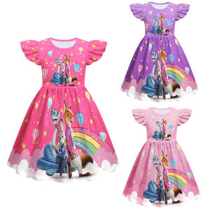 Nuovo Vestito per Bambine con Stampa Animali, Maniche a Sbuffo in Seta di Latte, Stile Cross-Border - Product Image 3