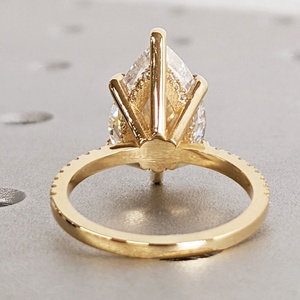 Gia Igi認定CVD HPHTラボ成長梨カットダイヤモンド婚約指輪女性用14K/18Kソリッドゴールド隠しハロー付き - Product Image 2