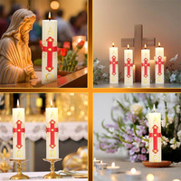 5 Or Push Pin Prière Baptême Imprimé Autocollants Kit Catholique Dieu Pascal Pâques Baptême Pilier Église Bougies