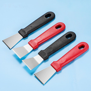 Limpiador de paredes Niu Xiang, raspador de acero inoxidable, mango recto y curvo, herramienta para eliminar manchas de grasa, rojo y negro - Product Image 1