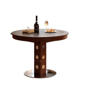Extendable <b>Round</b> <b>Dining</b> <b>Table</b> Solid Wood Slab Retro Style Minimalist Design For <b>Dining</b> Room - Product Image 3