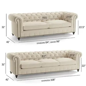 Luxury Modern Indoor Furniture Living Room Retro Chesterfield Sofa
