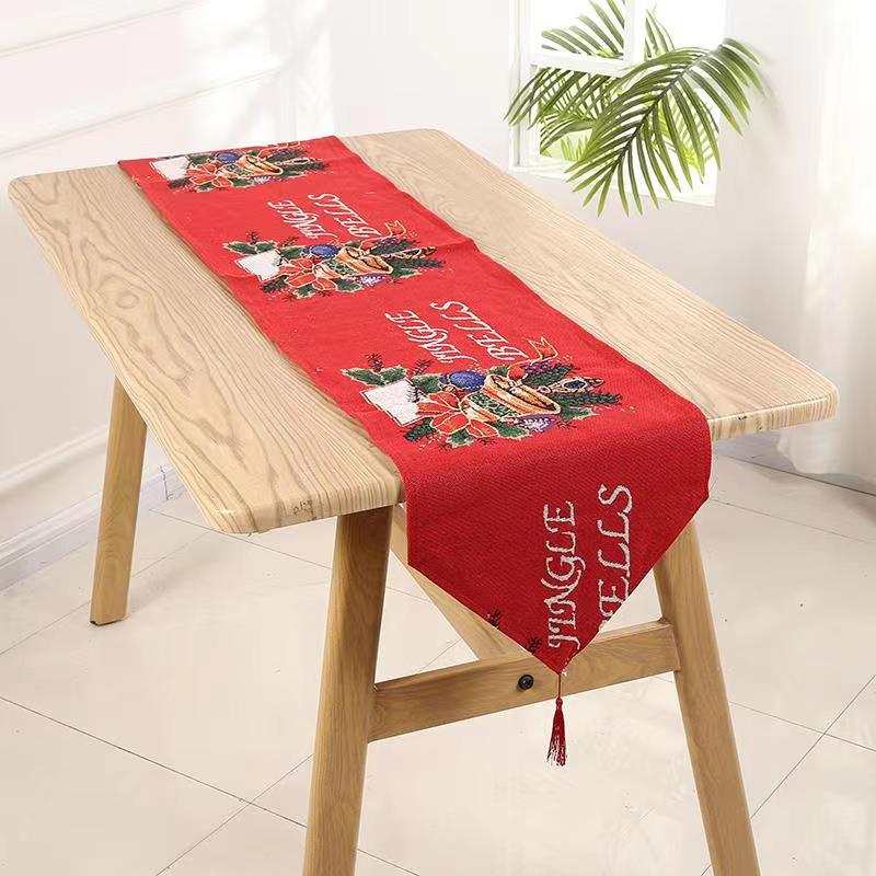180cm Indoor Outdoor Cloth Home Party Decor Red Runner Table Placemats Christmas Tapestry Dining Table Runner
