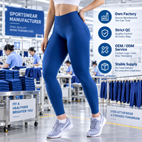Leggings sans couture taille haute pour femme, bleus, effet push-up et froncé aux fesses, extensibles dans les 4 sens, pour le yoga, le sport, l'entraînement et le fitness