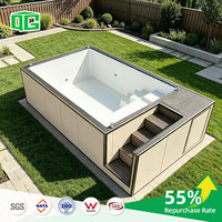 Piscine Conteneur de Luxe Haut de Gamme pour Resort, Grande Taille 20ft 40ft, en Fibre de Verre avec Revêtement WPC, Hors Sol