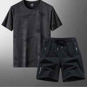 T-shirt d'été pour homme en soie glacée à manches courtes, fin, camouflage, séchage rapide, ensemble tendance, design élastique rafraîchissant - Product Image 2