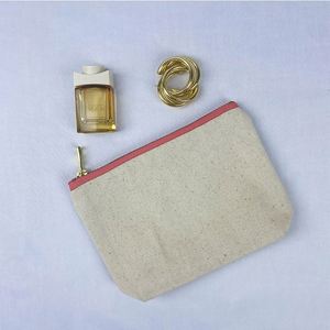 Pochette en toile portable de grande taille de qualité OEM, sac cosmétique personnalisé avec fermeture éclair dorée personnalisée - Product Image 5