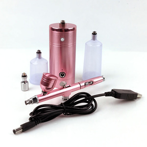 Outil de maquillage aérographe à alimentation par gravité, double action, vitesse réglable, pompe de pulvérisation portable rechargeable par USB, or rose - Product Image 2