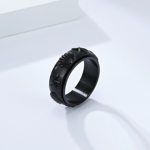 Seashell Starfish Rotating <b>Ring</b> Gold Black Steel Unisex Ocean Theme Jewelry Gift Index Finger <b>Ring</b> - Product Image 3