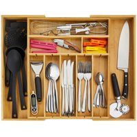 Vente en gros bambou extensible 14 à 21.6 pouces ustensiles armoire de rangement pour couverts de cuisine couverts argenterie tiroirs organisateurs