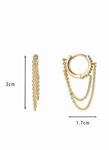 New Fashion Bohemian Gold-Plated Earrings Elegant Luxurious Bling Hoop Crystal Chains Tassels Rhodium Plated Zircon for Parties - Product Image 5