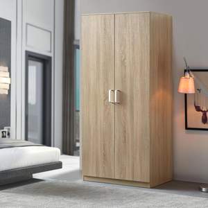 Armoire moderne en bois 176X80X52 <span class=keywords><strong>cm</strong></span> Armoire MDF 1 compartiment 1 tringle à vêtements, 1 étagère inférieure Chêne Sonoma - Product Image 2