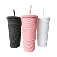 Gobelets en plastique à picots de 24 oz avec couvercle, écologiques, minimalistes, réutilisables, dégradés de couleurs, pour le voyage