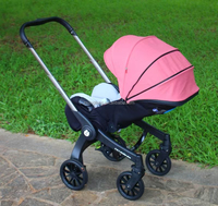 Poussette pour bébé 4 en 1 INFANS, poussette pour bébé à paysage élevé, landau réversible, poussette pliable avec auvent réglable