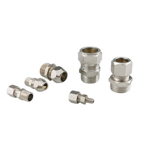 Nickel Plated Brass Compression Fitting 6 8 10 12 16mm Oil Pipe Connector <b>Plug</b> In Card Sleeve <b>Adapter</b> - Product Image 3