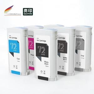 Cartouche d'encre compatible 130 ml avec puce pour traceur <span class=keywords><strong>HP</strong></span> <span class=keywords><strong>72</strong></span> DesignJet T1100 T1200 T1300 T2300 T610 T790 <span class=keywords><strong>PK</strong></span> C M Y G MK - Product Image 1