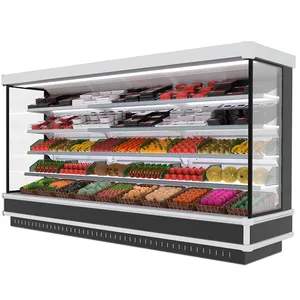 حار بيع عرض مكشوف برودة التجارية الثلاجة تستقيم مفتوحة متعددة الطوابق معرضا الفريزر لسوبر ماركت