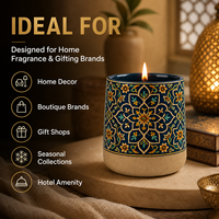 Pot à bougie en céramique vide, style Moyen-Orient, cylindrique, émaillé, pour décoration aromatique domestique, vente chaude