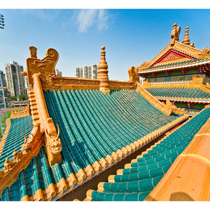 Azulejos de techo de cerámica esmaltados, azulejos azules de estilo chino clásico, pavilion asiático - Product Image 5