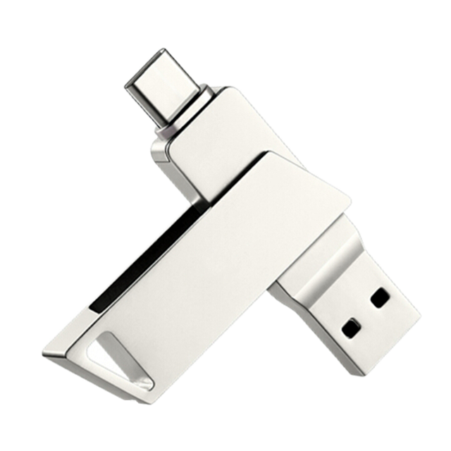 High Speed Metal New Type-C to USB-A/Otg 2-in-1 Swivel USB 3.0 Flash Drive 256GB 512GB 1T 2T