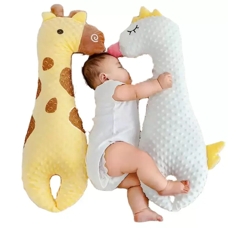 사용자 정의 신생아 바쁜 수면 만화 기린 솔리드 진정 밍키 도트 수면 배기 베개 유물 애니메이션 베개 누워
