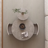 Table basse moderne minimaliste de luxe en pierre frittée écologique, aspect marbre, avec base en métal, pour salon