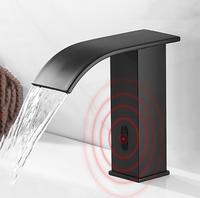 Robinet de salle de bain moderne en laiton noir, à détection de mouvement automatique, sans contact, infrarouge électronique, mains libres, avec cartouche céramique, simple