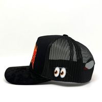 Gorra Trucker Personalizada con Letras de Llama Bordadas, Ajustable, de Algodón con Malla Trasera, Cierre a Presión, Unisex, Estilo Urbano Punk de Lujo, 5 Paneles