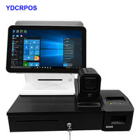 Caja Registradora de doble pantalla táctil integrada, sistema POS de alta velocidad con impresora de recibos y gestión de inventario