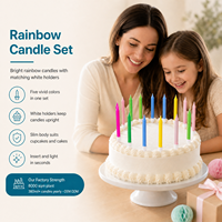 Bougies d'anniversaire arc-en-ciel personnalisées, 10 pièces, bougies de gâteau de couleur rose, jaune, bleu, vert pour mariage, nouvel an et fournitures de décoration de fête