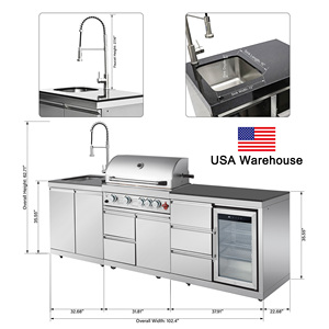Cocina Exterior de Acero Inoxidable de Lujo para Asados, 59500 BTU, 4 Quemadores con Infrarrojos Traseros y Centro para Bebidas - Product Image 4