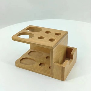 Bamboo <b>Toothbrush</b> <b>Holder</b> With Toothpaste Storage Freestanding Rectangular Wood Bathroom Organizer Natural Color - Product Image 1