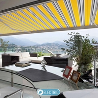 Auvent à bras rétractable à cassette complète lumière LED motorisée pour extérieur électrique étanche tissu acrylique cadre en aluminium extensible