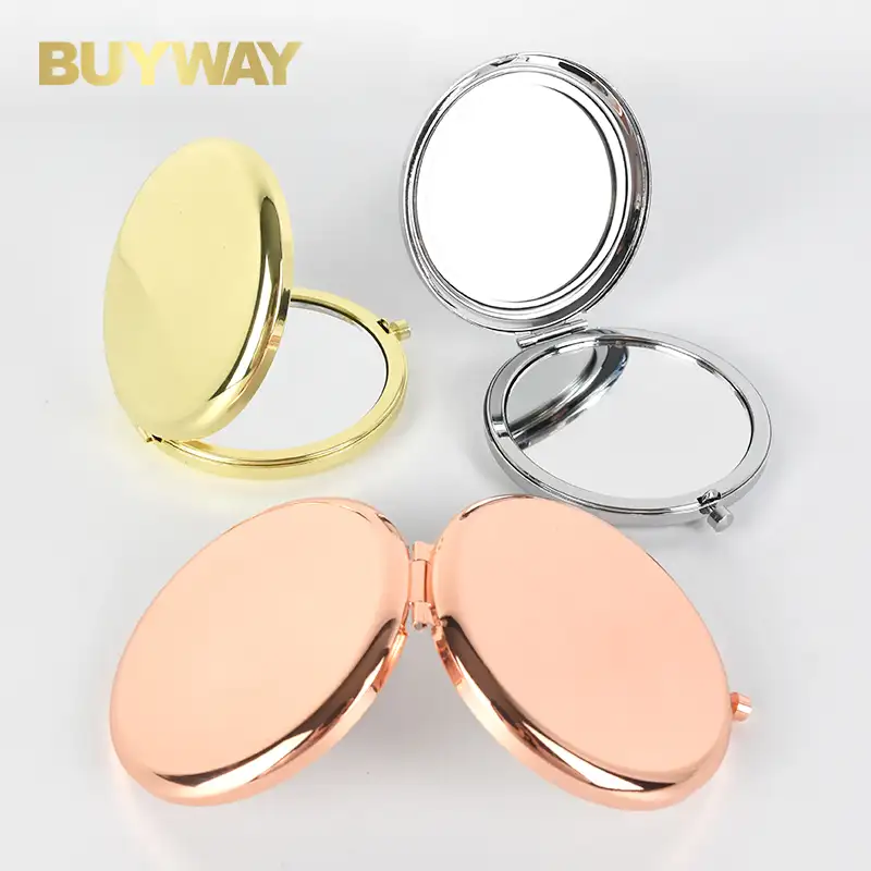 Mirror Customized Logo Round Double Side Metal Pocket Mirror Gold Plated Make Up Mini Mirror