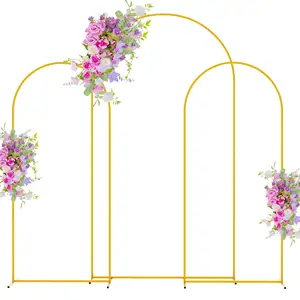 Forniture per feste sfondo anniversario compleanno Deco 7.2FT 6FT 6ft diserbo arco fondale Set di 3 cornice arco in metallo dorato