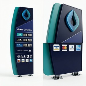 Insegna a Pilone per Prezzi Carburante Stazione di Servizio, Display Digitale <span class=keywords><strong>LED</strong></span> Esterno, Cabinet in Alluminio Illuminato Impermeabile, Insegna per Stazione di Servizio - Product Image 4