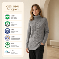 Pull en tricot personnalisé style Old Money pour femme, col roulé en laine et viscose