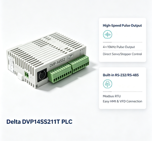 PLC Delta DVP14SS211T, 8DI, 6DO, Salida de Transistor, 4x10kHz, Pulso, RS-232, RS-485, Modbus RTU, 24VDC - Product Image 2