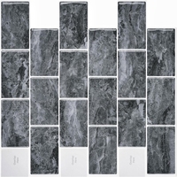 Carreaux muraux autocollants en PU effet marbre gris foncé, étanches, pour métro, vente en gros d'usine, OEM ODM, faible MOQ