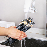 Baguettes en PET de 24 cm, 10 paires, baguettes noires résistantes aux hautes températures de 24 cm pour la restauration et l'hôtellerie