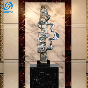 Escultura Electrochapada de Resina, Arte Abstracto de Cinta Retorcida, Decoración para Vestíbulo de Club, 500*200*1360MM, Hecho a Mano - Product Image 5